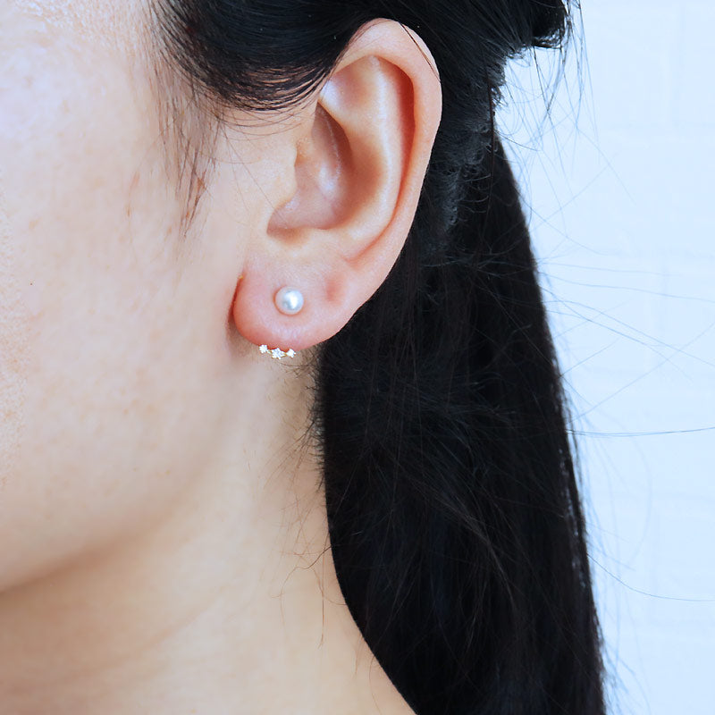 akoya Akoya珍珠5-6mm【白粉】K18【黄金】长耳环