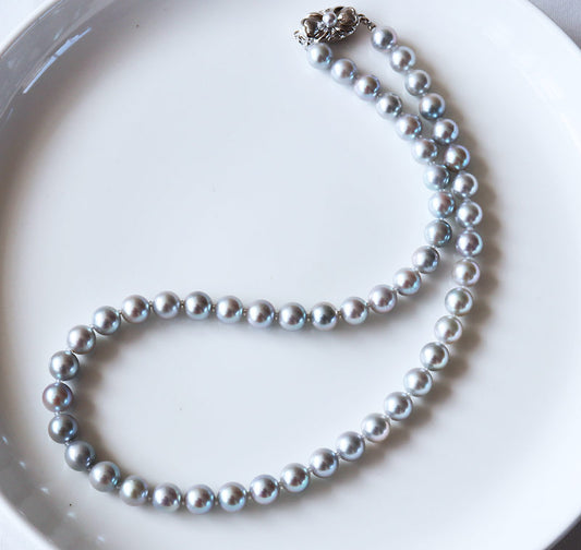 【アコヤ真珠 無調色】【7-7.5mm】【ナチュラルブルー】【42cm】 【真珠】【ネックレス】 ナチュラル 新作 製品保証 送料無料