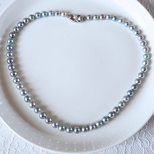 【アコヤ真珠 無調色】【6.5-7mm】【ナチュラルブルー】【42cm】 【真珠】【ネックレス】 ナチュラル 新作 製品保証 セール 送料無料