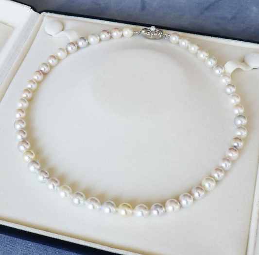 あこや真珠 8-9mm マルチカラー ナチュラルカラー フォーマル 42cm デイリー カジュアル パール 希少