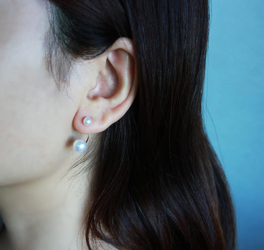 Akoya Pearl Hoop Earrings Pearl Catch Large Pearl Baby Pearl K18YG Pearl Pearl Earrings Seawater Pearl