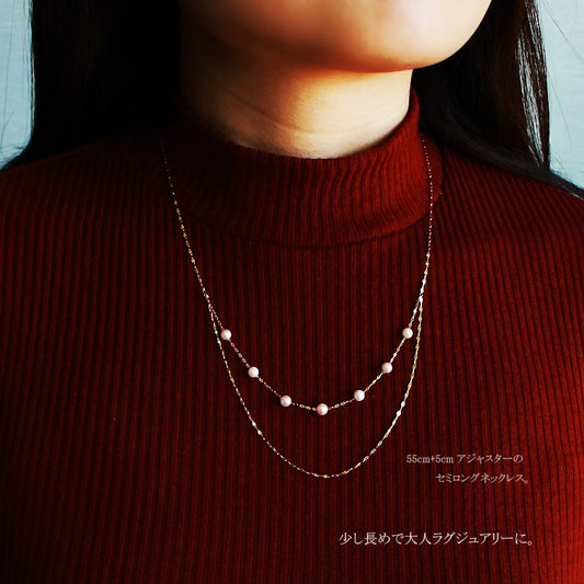 <tc>Akoya珍珠双半长项链Akoya Baby Pearl K18YG海水珍珠【珍珠】【珍珠】【长项链】【珍珠自由滑动】【专利号】专利号6805455</tc>