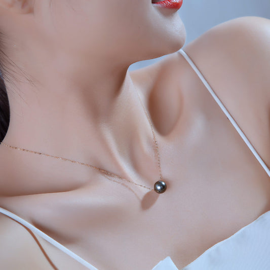 黒蝶真珠【タヒチ真珠 9-10mm】【真珠 ネックレス】K18【イエローゴールド】 / PT850 プラチナ 【パール】【ネックレス】パールネックレス パールアクセサリー レディース 女性 一粒パール 一粒 シンプル おしゃれ 上品 プレゼント 贈り物