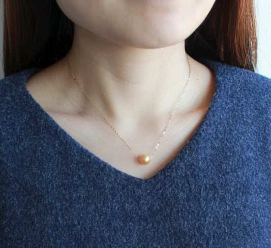 南洋真珠【南洋ゴールド 9-10mm】【真珠 ネックレス】K18【イエローゴールド】 / PT850 プラチナ 【パール】【ネックレス】カジュアル プレゼント 製品保証