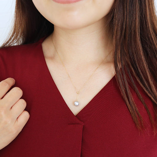 アコヤ真珠【あこや真珠 8-8.5mm & 8.5-9mm 】ナチュラルブルー【真珠 ネックレス】K18【イエローゴールド】K18WG【ホワイトゴールド】Y字ネックレス【パール】【ネックレス】カジュアル プレゼント