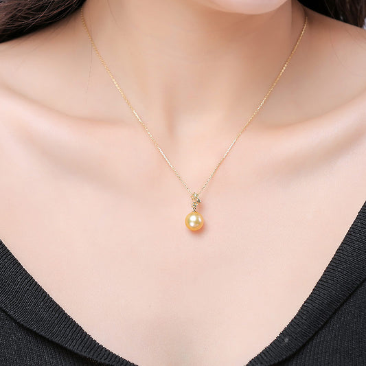 K18YG 南洋真珠 DIA ナチュラルゴールド ネックレス ダイヤ 星 パールダイヤ southsea pearl necklace D0.01ct 1pcs