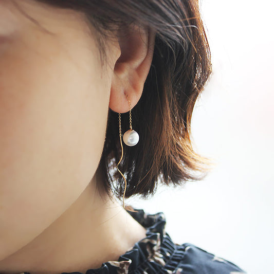 K18YG Akoya 珍珠耳环条链 akoya piace