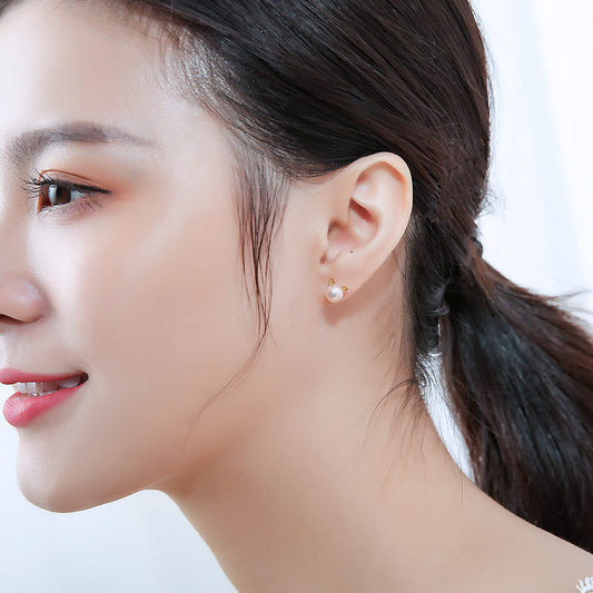 Akoya pearl earrings K18YG cat ears pearl earrings akoya piace cute pearl earrings