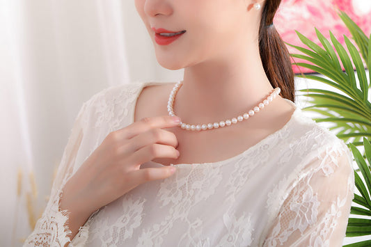 あこや真珠 フォーマル ネックレス【アコヤ真珠 6-7mm】【ホワイトピンク】パールネックレス【お買い得価格】【全長42cm】冠婚葬祭 卒業式 入学式 入園式