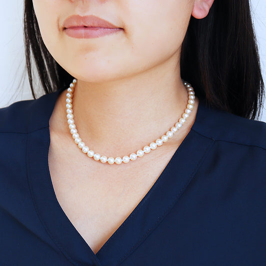 あこや真珠 ナチュラルクリーム 6-7mm ネックレス フォーマルネックレス お肌に馴染むお色 ピュアナチュラル