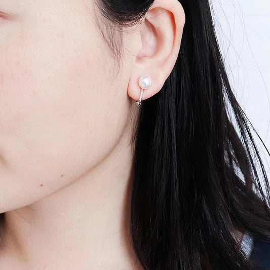 Akoya pearl silver earrings 7.5-8mm pain-resistant earrings