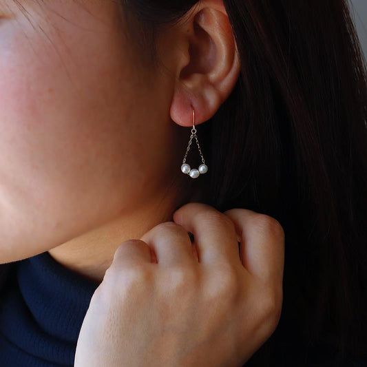 あこや真珠 K18YG スルーピアス【真珠 ピアス】パール K18 ピアス ベビーパール 【パール ピアス】pearl piace