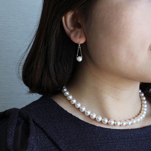 あこや真珠 【真珠 ピアス】パール K18YG ピアス スルーピアス【パール ピアス】pearl piace アコヤ真珠 海水真珠