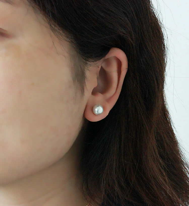 K18YG Akoya pearl 3 grains DIA earrings diamond pearl diamond akoya piace D0.07ct 6pcs
