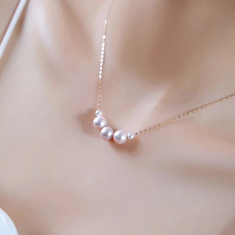 Pearl Akoya pearl necklace akoya K18 baby pearl through necklace pearl  necklace Akoya Akoya Akoya pearl genuine pearl Akoya pearl white pink pearl 