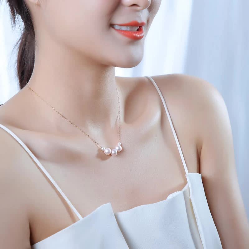 Pearl Akoya pearl necklace akoya K18 baby pearl through necklace pearl  necklace Akoya Akoya Akoya pearl genuine pearl Akoya pearl white pink pearl 