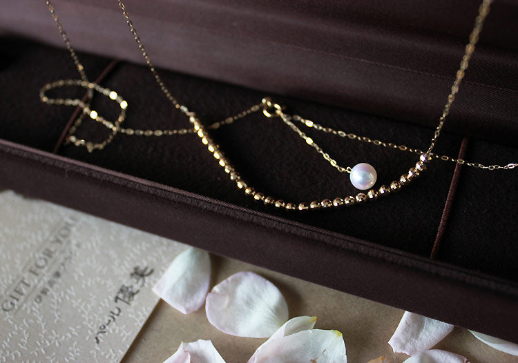 Akoya Pearl 6.0-7.0mm [Baby Pearl] [K18YG Mirror Ball] [Pearl Necklace] K18YG [Yellow Gold] K14WG [White Gold] [Pearl] [Pearl] [Necklace] Saltwater Pearl Station Necklace [Pearl Slide] [Patent Number] Patent No. 6805455