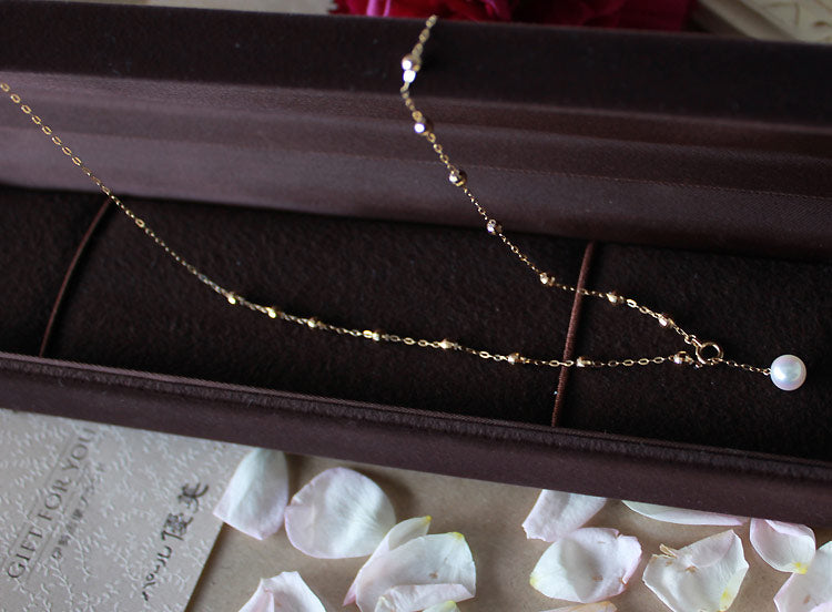 Akoya Pearl 6.0-7.0mm [Baby Pearl] [K18YG Mirror Ball] [Pearl Necklace] K18YG [Yellow Gold] K14WG [White Gold] [Pearl] [Pearl] [Necklace] Saltwater Pearl Station Necklace [Pearl Slide] [Patent Number] Patent No. 6805455