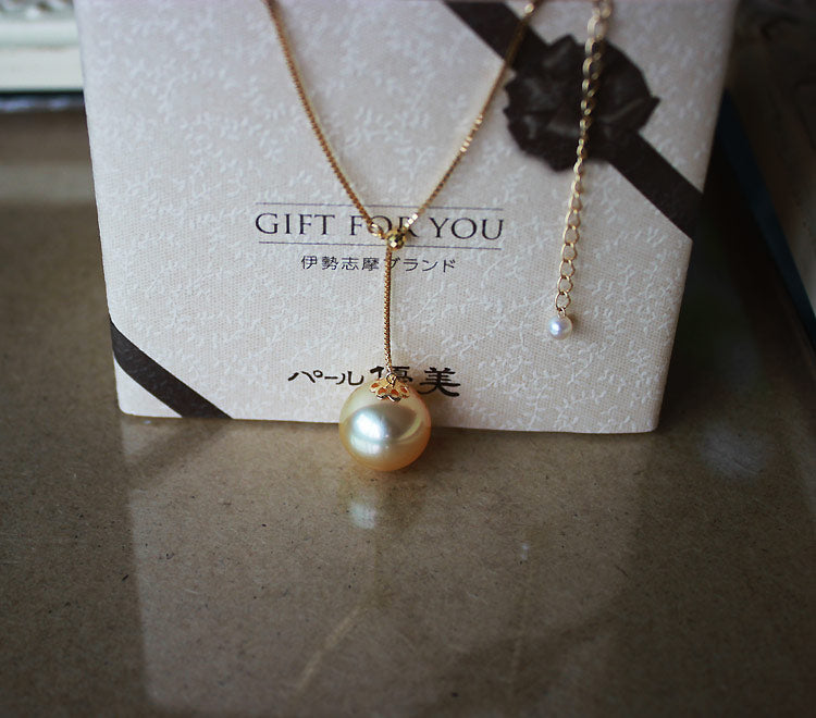 [South Sea pearl natural gold 13 mm] K18YG [yellow gold] K14WG [white gold] [pearl] [pearl] [necklace] Y-shaped necklace [slide] casual gift