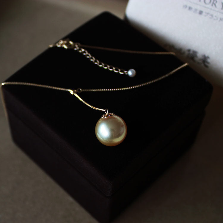 [South Sea pearl natural gold 13 mm] K18YG [yellow gold] K14WG [white gold]  [pearl] [pearl] [necklace] Y-shaped necklace [slide] casual gift