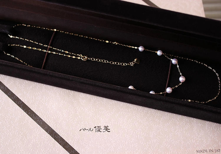 Akoya Pearl Double Semi-Long Necklace Akoya Baby Pearl K18YG Seawater Pearl [Pearl] [Pearl] [Long Necklace] [Pearl Slide] [Patent Number] Patent No. 6805455