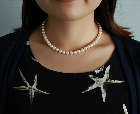 Akoya pearl cream necklace formal [Akoya pearl 7.0-7.5mm] [pearl] [pearl] [natural cream] [rare] ceremonial occasion entrance ceremony graduation ceremony entrance ceremony