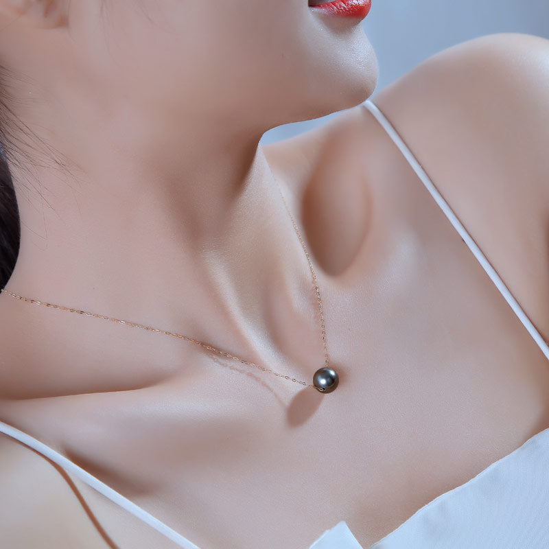 Black Tahitian pearl [Tahiti pearl 9-10mm] [Pearl necklace] K18