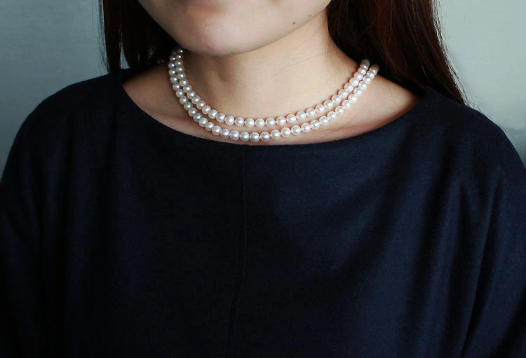 【アコヤ真珠】【6-7mm 真珠　ネックレス 90cm】【ホワイトピンク】 【ロングネックレス】【ベーシック】【フォーマル　ネックレス】真珠の長さが選べる！