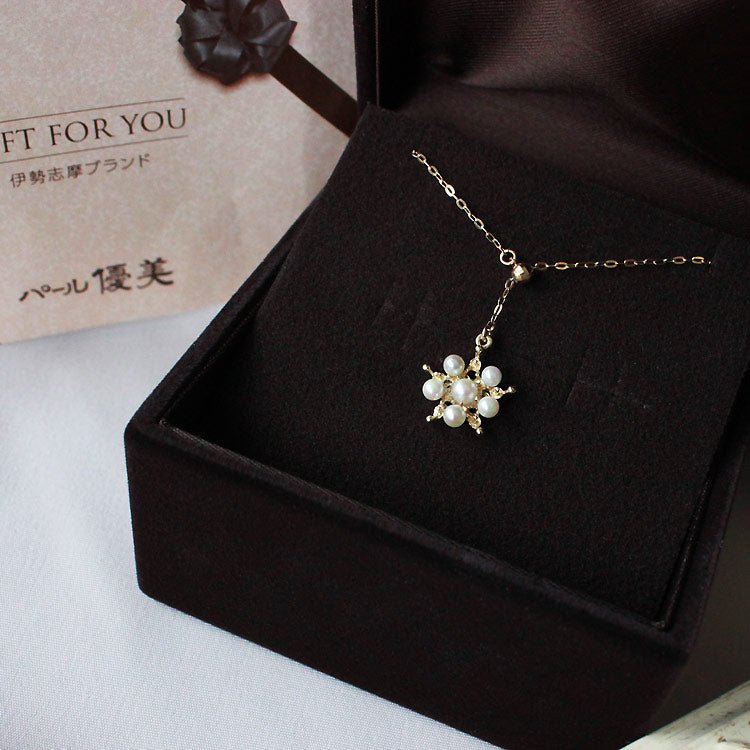 Akoya pearl baby pearl [Akoya pearl] [K18YG snowflake necklace] Y-shaped necklace rare size