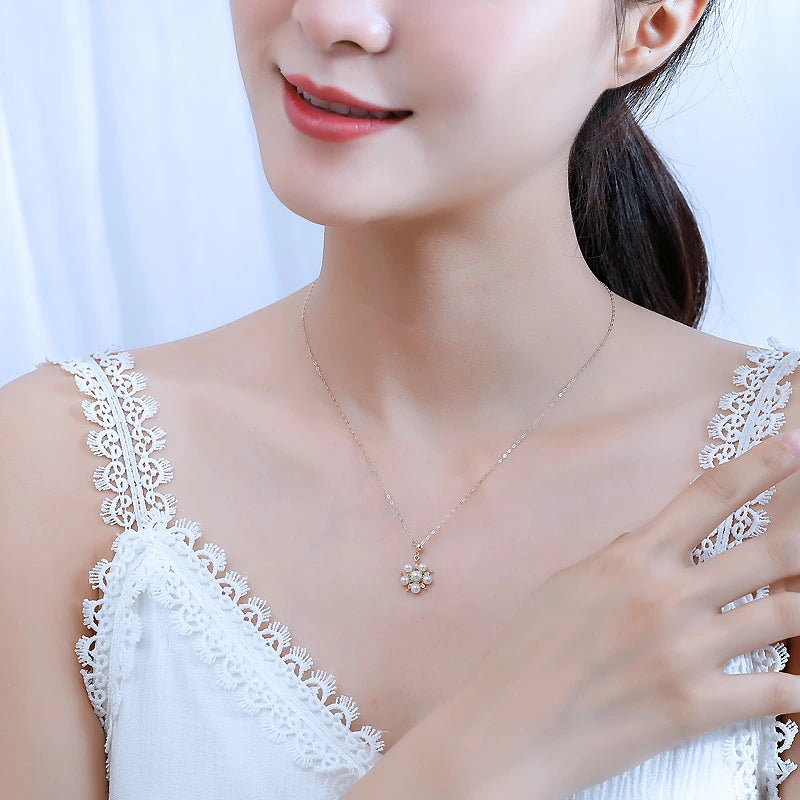 Akoya pearl baby pearl [Akoya pearl] [K18YG snowflake necklace] Y-shaped necklace rare size