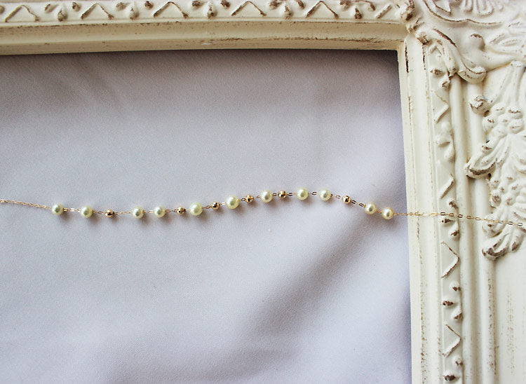 Akoya Pearl Seawater Pearl K18YG [Akoya Pearl] [Natural Gold] Baby Pearl Mirror Ball Station Necklace [Pearl Slide] [Patent Number] Patent No. 6805455