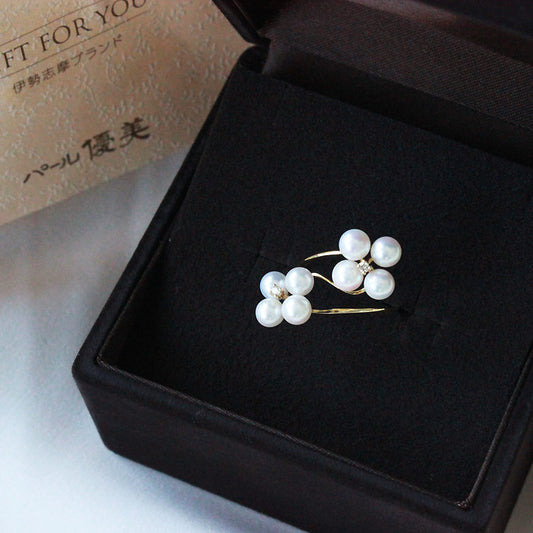 akoya海水珍珠[Akoya珍珠][珍珠][4.5-5mm]珍珠钻石婴儿珍珠[K18戒指][FLOWER戒指[DIA][白粉红][特价][新作品][商品保证]