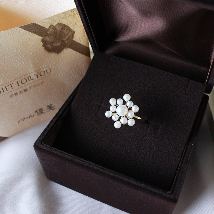 Akoya Pearl Baby Pearl [Akoya Pearl] [Pearl] [2.5-5.5mm] [K18YG Snow Flower Ring] [White Pink] Rare Size Snow Ring