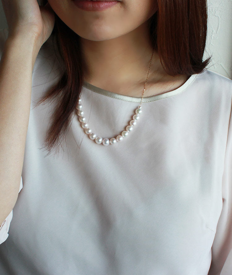 Akoya pearl 8-9mm [Pearl necklace] K18YG [Yellow gold] K14WG [White gold] [Pearl] [Necklace] Casual gift