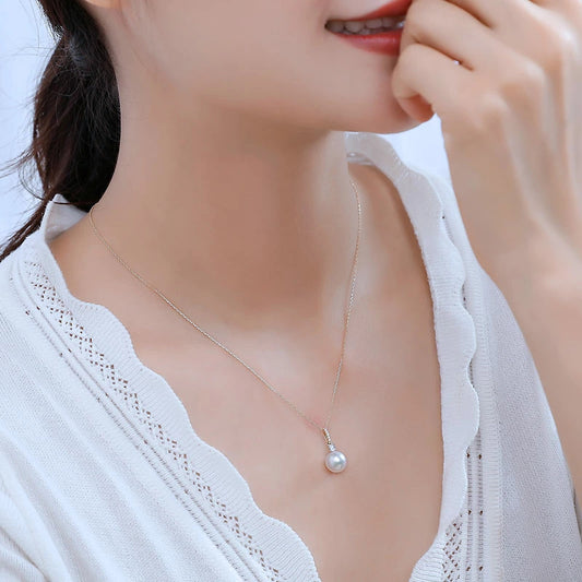 K18　あこや真珠　DIA　ネックレス　ダイヤ　パールダイヤ　akoya necklace D0.04ct 8pcs