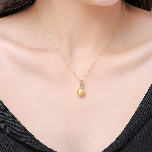K18YG 南洋真珠 DIA　ナチュラルゴールド ネックレス ダイヤ　星　パールダイヤ southsea pearl necklace D0.01ct 1pcs