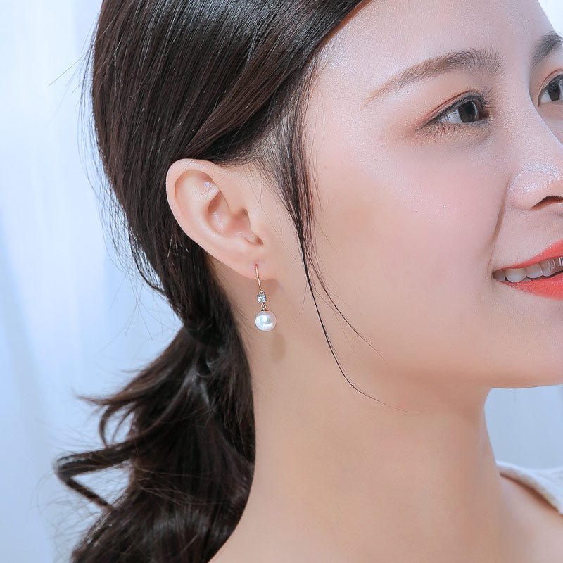 K18YG Akoya pearl DIA earrings diamond akoya piace D0.04ct 2pcs pearl diamond luxury