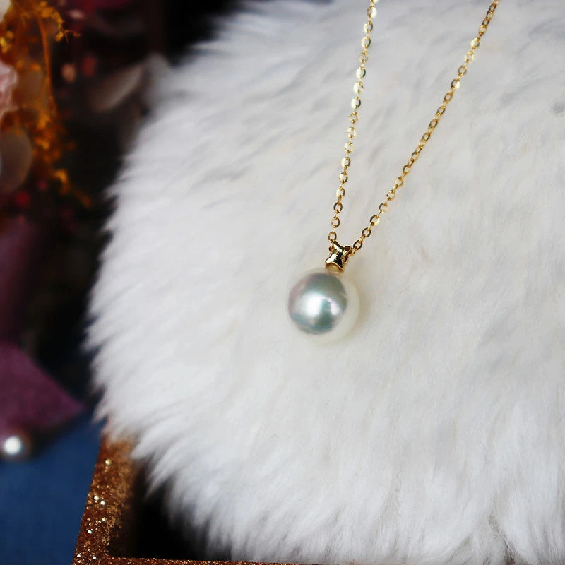 あこや真珠　一粒ダイヤ　ネックレス　K18YG or K18WG D0.04ct 1pcs　真珠のサイズが選べる　パールダイヤ