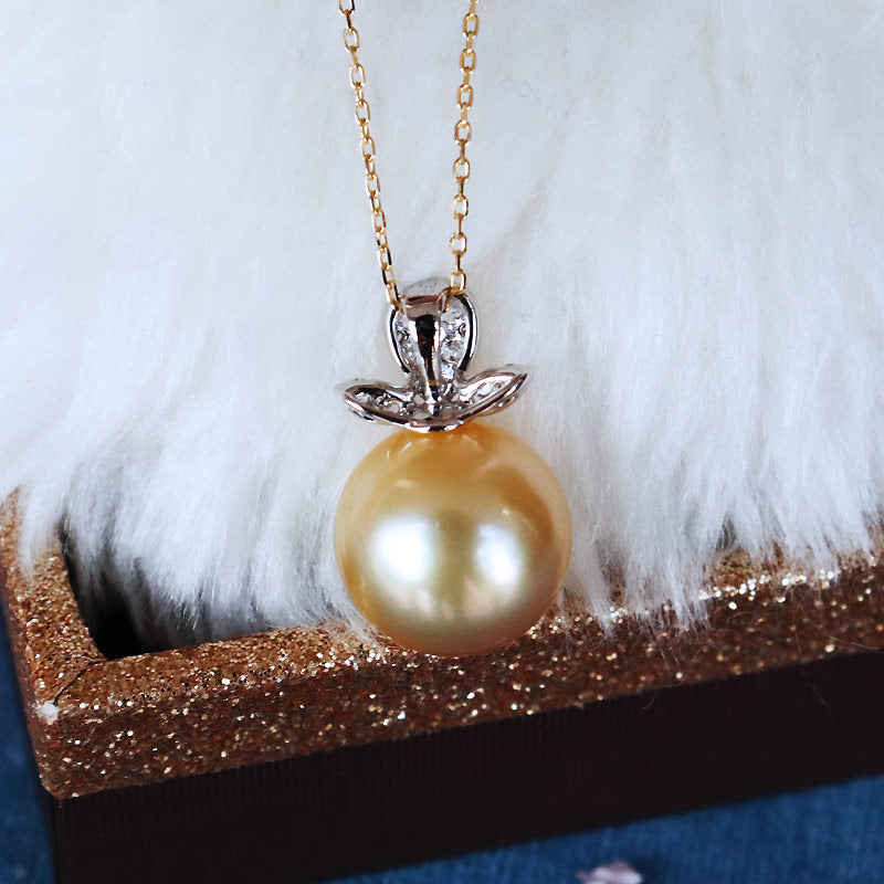 K18/K18WG　南洋真珠　12mm　高級　DIA　ネックレス　ダイヤ　パールダイヤ　southsea pearl necklace D0.28ct  11pcs