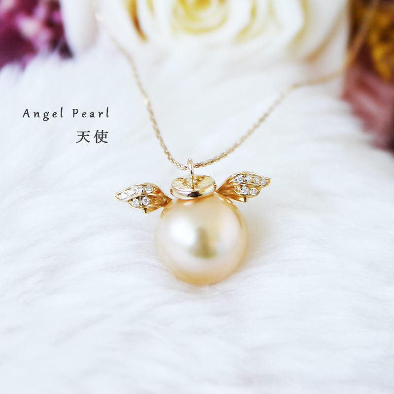 K18　南洋真珠　9-10mm　DIA　ネックレス　ダイヤ　パールダイヤ　southsea pearl necklace D0.028ct 12pcs