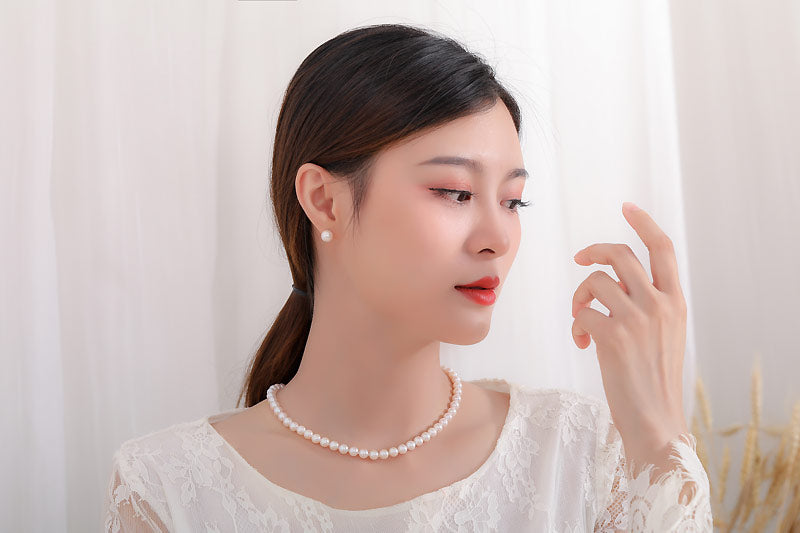 Akoya Pearl Formal Necklace [Akoya Pearl 6-7mm] [White Pink] Pearl Necklace [Bargain Price] [Total Length 42cm] Ceremonial Graduation Ceremony Entrance Ceremony Entrance Ceremony