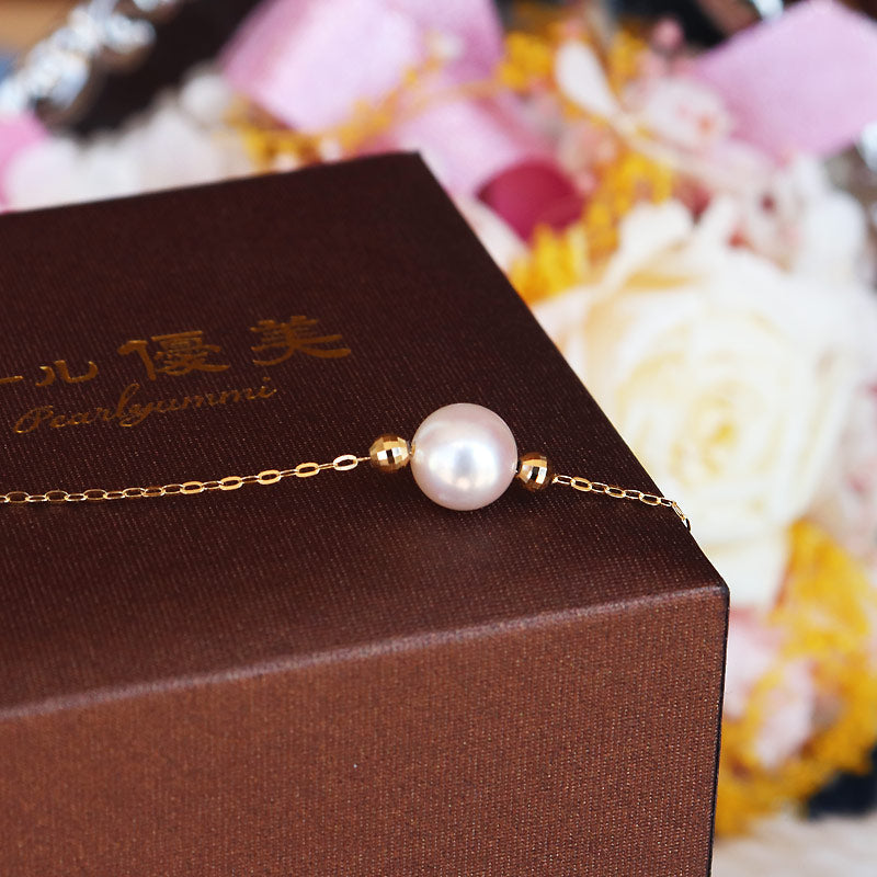 One Akoya pearl bracelet [Akoya pearl 7.5-8mm] [Mirror ball] [One pearl bracelet] K18YG [Yellow gold] K14WG [White gold] [Pearl] [Akoya pearl] [Bracelet] [Pearl] Casual New