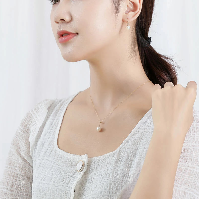 Akoya pearl Y shaped necklace K18YG 7.5 8mm sliding pearl necklace
