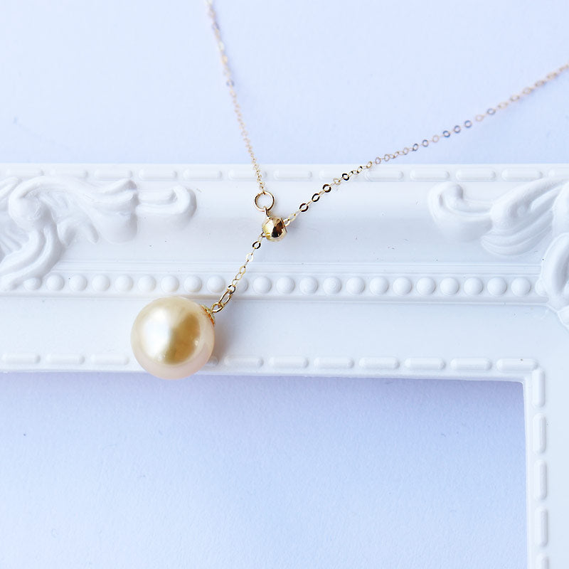 南洋真珠　K18YG　9-10ｍｍ Y字ネックレス southsea pearl necklace