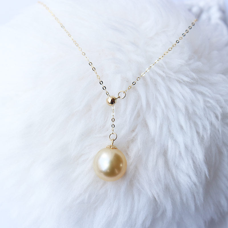 南洋真珠　K18YG　9-10ｍｍ Y字ネックレス southsea pearl necklace