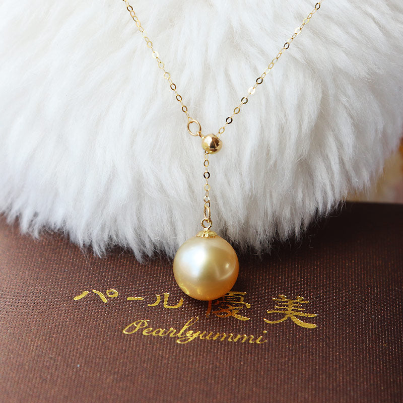 南洋真珠　K18YG　9-10ｍｍ Y字ネックレス southsea pearl necklace