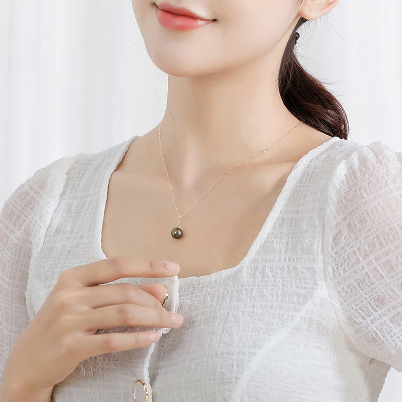Black butterfly pearl [9-10mm] Y-shaped necklace sliding type [Tahiti pearl necklace] K18 [yellow gold] K18WG [white gold] [pearl] [necklace] pearl necklace pearl accessories ladies women single pearl single simple stylish elegant present gift