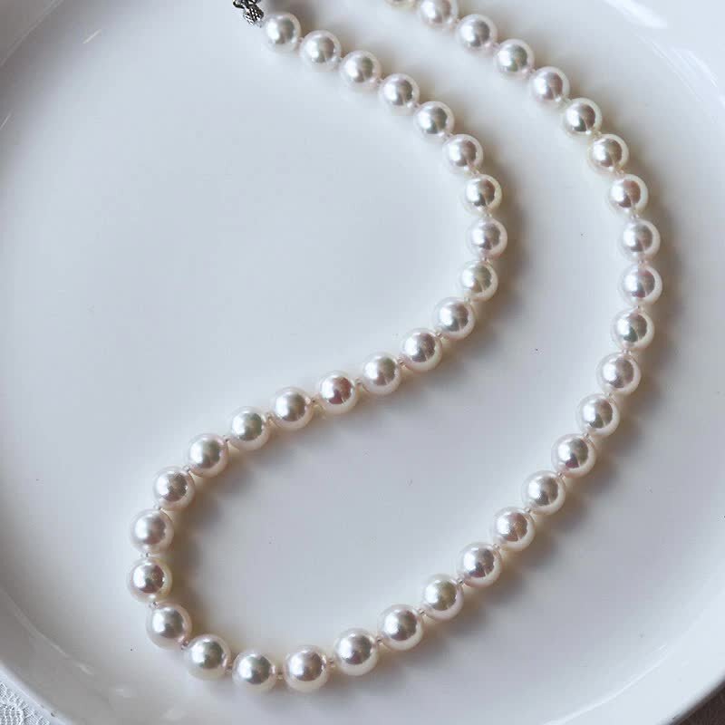 <tc>Akoya 珍珠奶油色项链正式款 [Akoya 珍珠 7.0-7.5mm] [珍珠] [珍珠] [天然奶油] [罕见] 典礼入学典礼毕业典礼</tc>