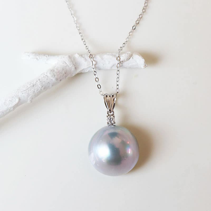 マベ真珠　K18YG　ナチュラルブルー DIA ペンダント ダイヤ　パールダイヤ　マベ　ペンダント mabe pearl necklace  D0.05ct 1pcs【チェーン別売り】