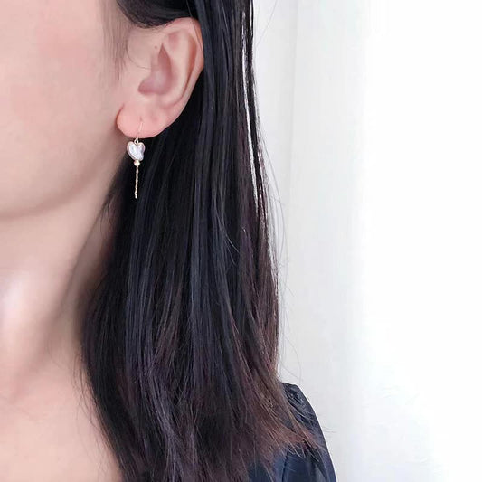 <tc>Akoya Pearl Natural Heart Earrings Natural Color Sea Grace K18YG Earrings American Earrings</tc>